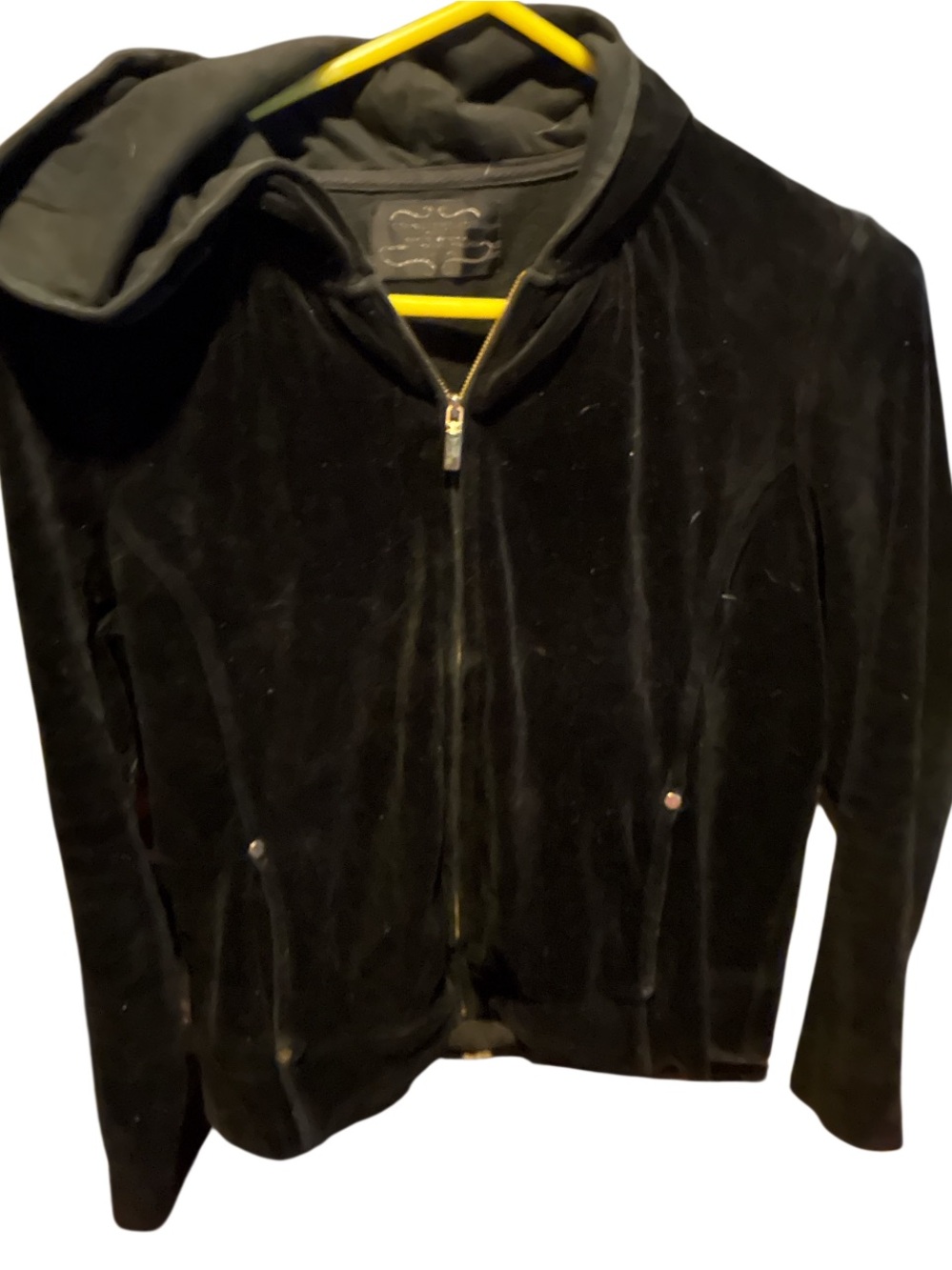 Charter Club Black Velour Zip Front Jacket